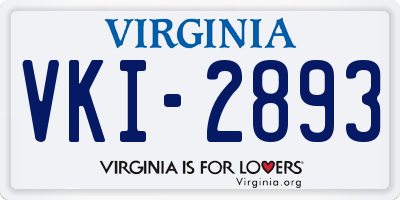 VA license plate VKI2893