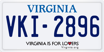 VA license plate VKI2896
