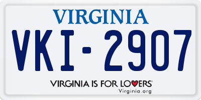 VA license plate VKI2907