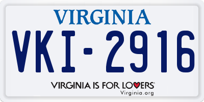 VA license plate VKI2916
