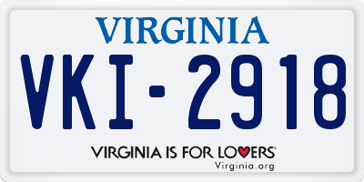 VA license plate VKI2918