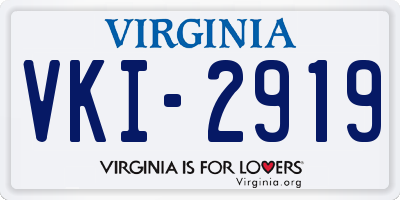 VA license plate VKI2919