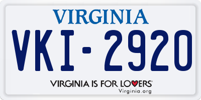 VA license plate VKI2920