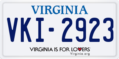 VA license plate VKI2923
