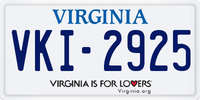 VA license plate VKI2925