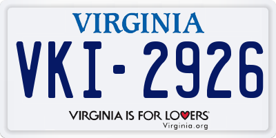 VA license plate VKI2926