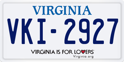 VA license plate VKI2927