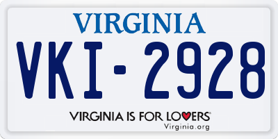 VA license plate VKI2928