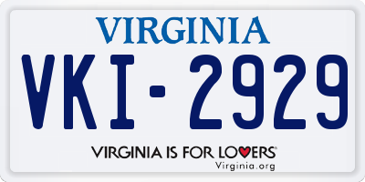 VA license plate VKI2929