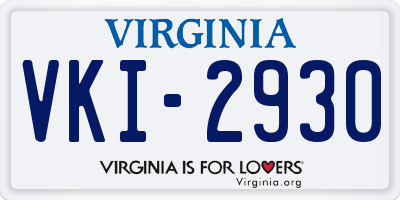 VA license plate VKI2930
