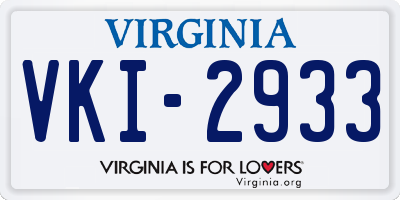 VA license plate VKI2933