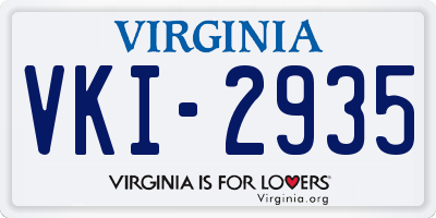 VA license plate VKI2935