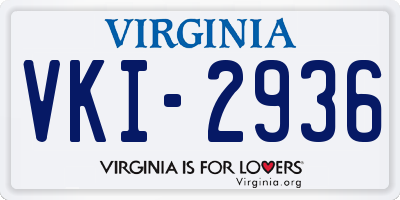 VA license plate VKI2936