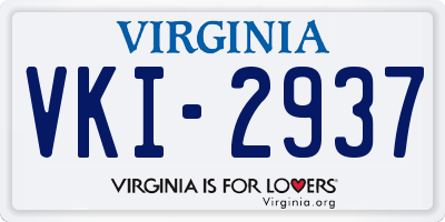 VA license plate VKI2937