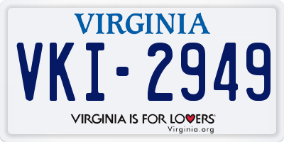 VA license plate VKI2949