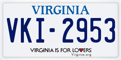 VA license plate VKI2953
