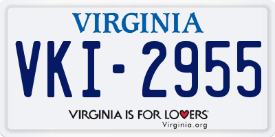 VA license plate VKI2955