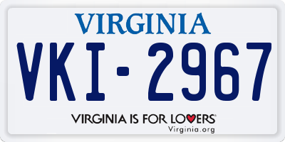VA license plate VKI2967