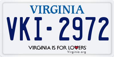 VA license plate VKI2972