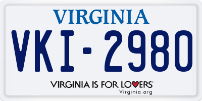 VA license plate VKI2980