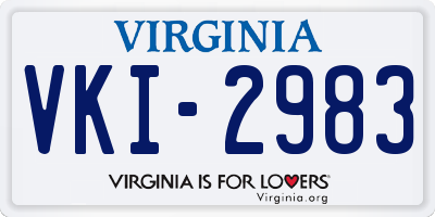 VA license plate VKI2983