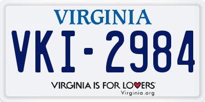 VA license plate VKI2984