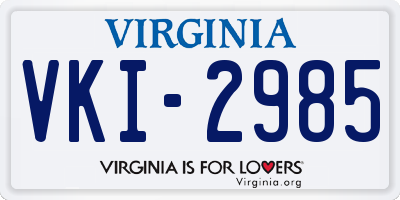 VA license plate VKI2985