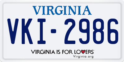 VA license plate VKI2986