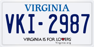 VA license plate VKI2987