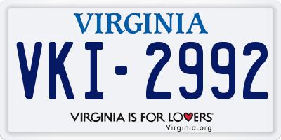 VA license plate VKI2992