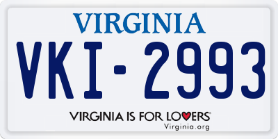 VA license plate VKI2993