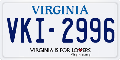 VA license plate VKI2996