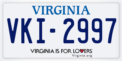 VA license plate VKI2997