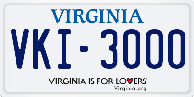 VA license plate VKI3000