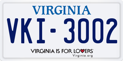 VA license plate VKI3002