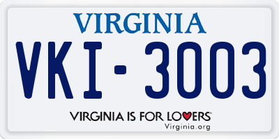 VA license plate VKI3003