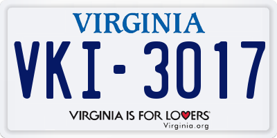 VA license plate VKI3017