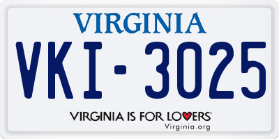 VA license plate VKI3025