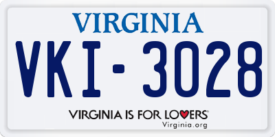 VA license plate VKI3028