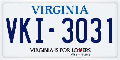 VA license plate VKI3031