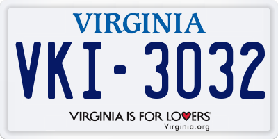 VA license plate VKI3032