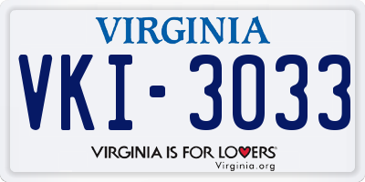 VA license plate VKI3033