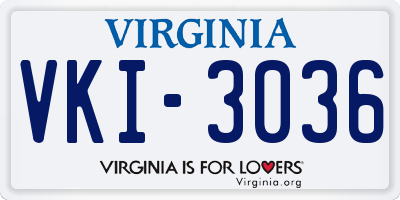 VA license plate VKI3036