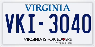VA license plate VKI3040