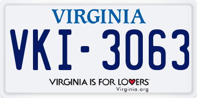 VA license plate VKI3063