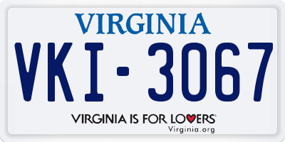 VA license plate VKI3067