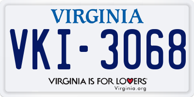 VA license plate VKI3068