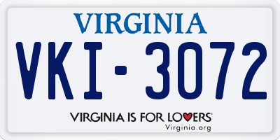 VA license plate VKI3072