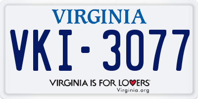 VA license plate VKI3077
