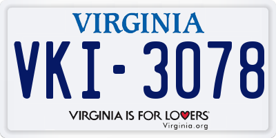 VA license plate VKI3078